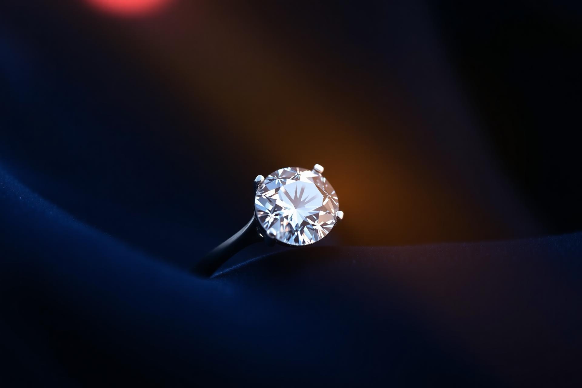 Moissanite ring on velvet